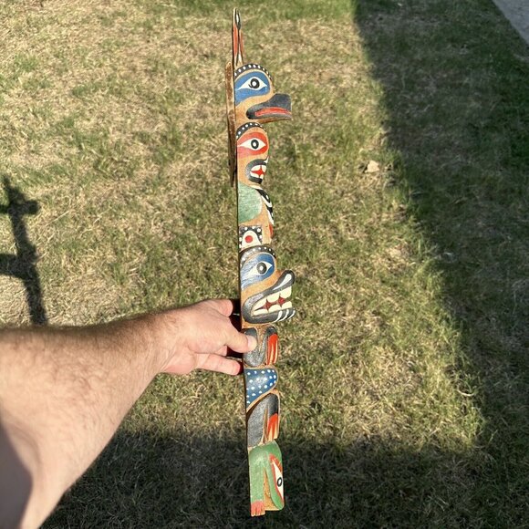 Makah Totem Neah Bay Olympic WA‎ 24.5" x 15.5" Hand Carved Painted NWC Sign Rick - Picture 8 of 16